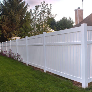 Harlow white vinyl semi-privacy fence