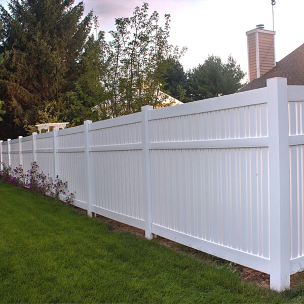 Harlow white vinyl semi-privacy fence