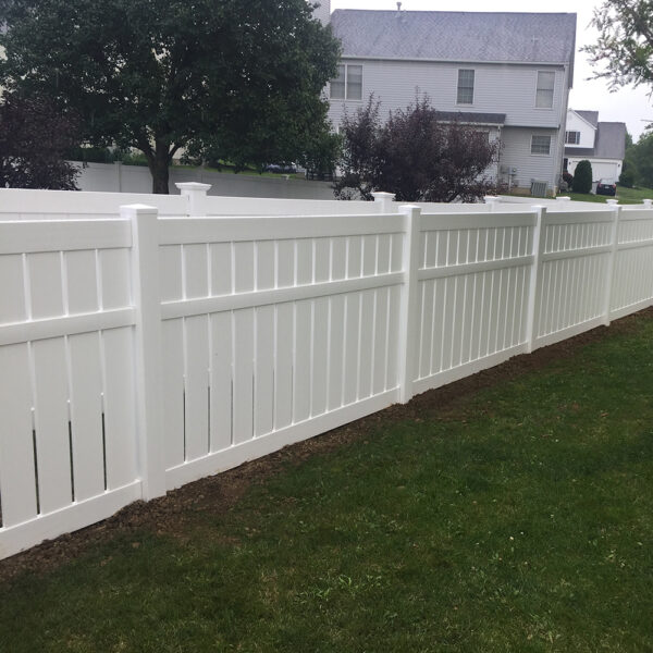 Grenada white vinyl semi-privacy fence