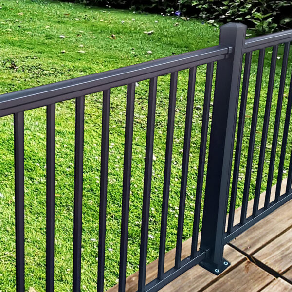 Dalton black aluminum railing close up