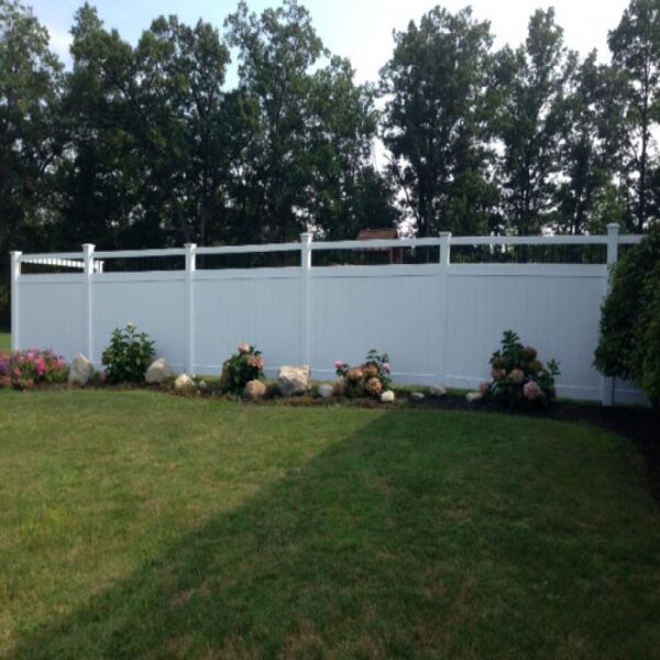 Townsend white vinyl privacy fence distance view