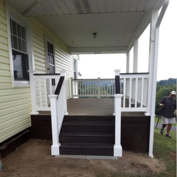 Bexley white vinyl railing on porch