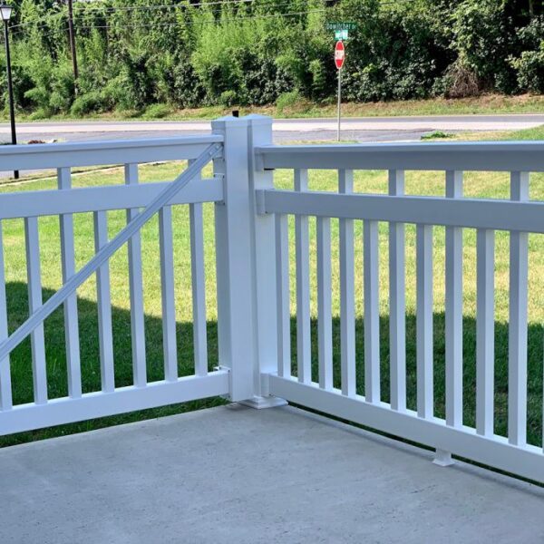 Dorset white vinyl railing including gate