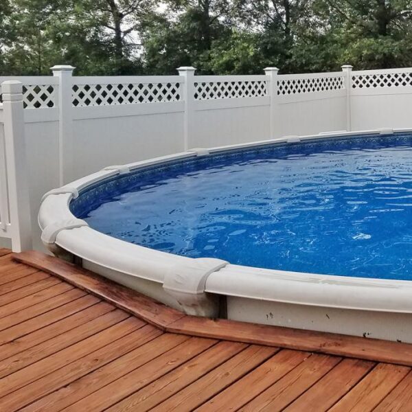 Winchester white vinyl privacy fence around pool