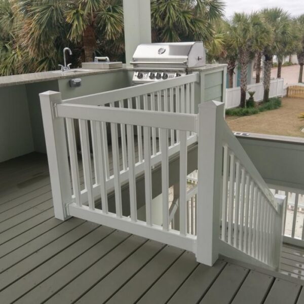 Waltham white vinyl railing with deck grill