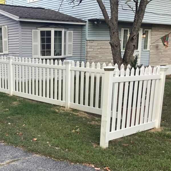 Burton white vinyl picket fence corner