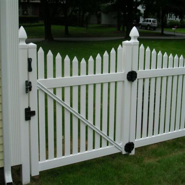 Rochdale white vinyl picket fence gate