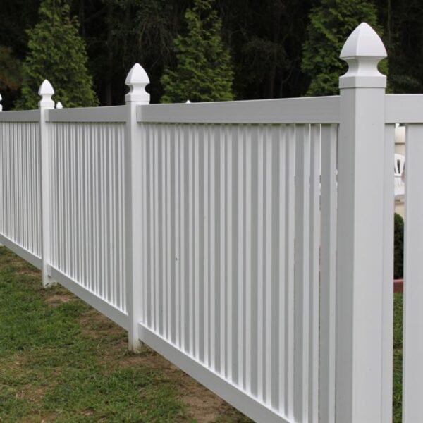 Austell white vinyl pool fence with post caps