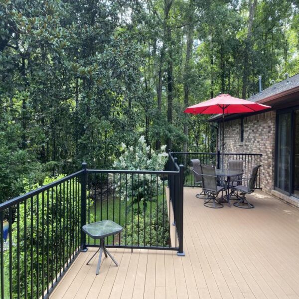 Sterling black aluminum railing on forrest deck