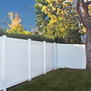 Wendell white vinyl privacy fence yard corner