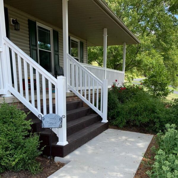 Brighton white vinyl railing stairs