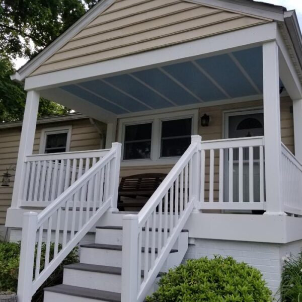 Brighton white vinyl railing low angle