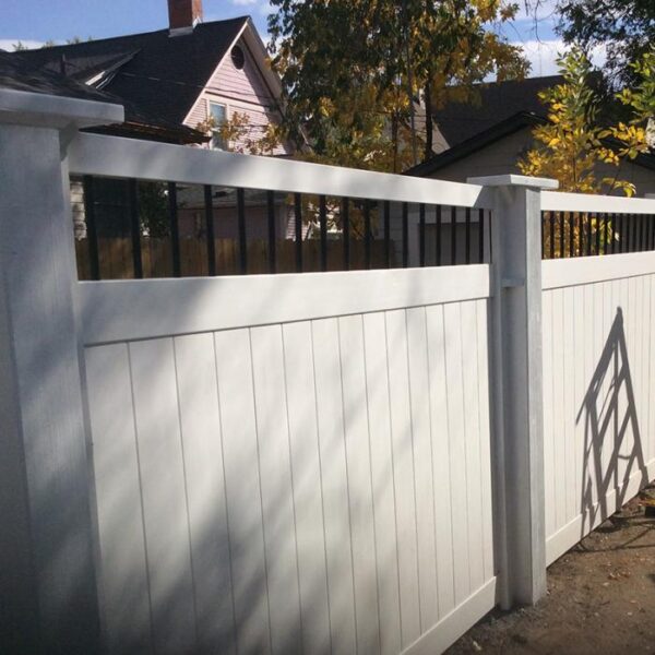 Florence white vinyl privacy fence with shadows